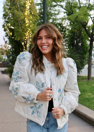 Azure Floral Quilted Jacket
