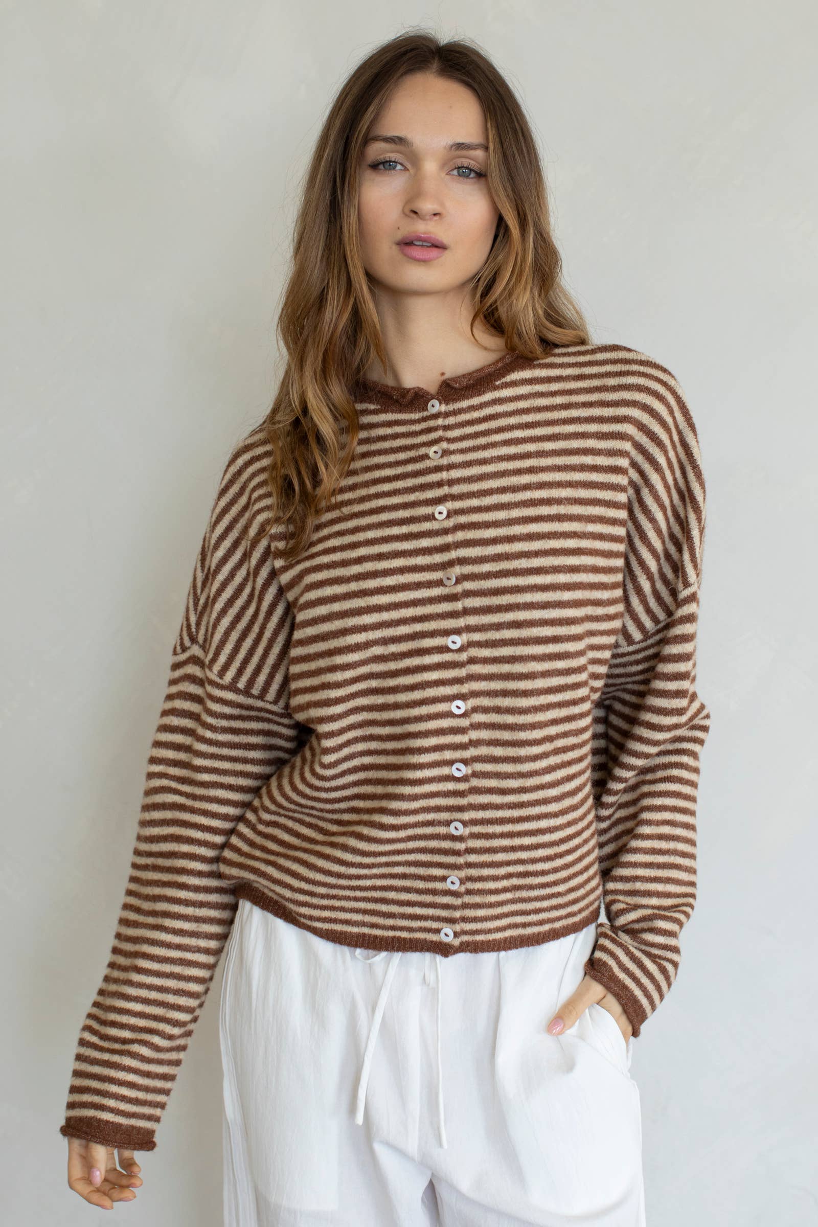 Cafe Striped Cardigan