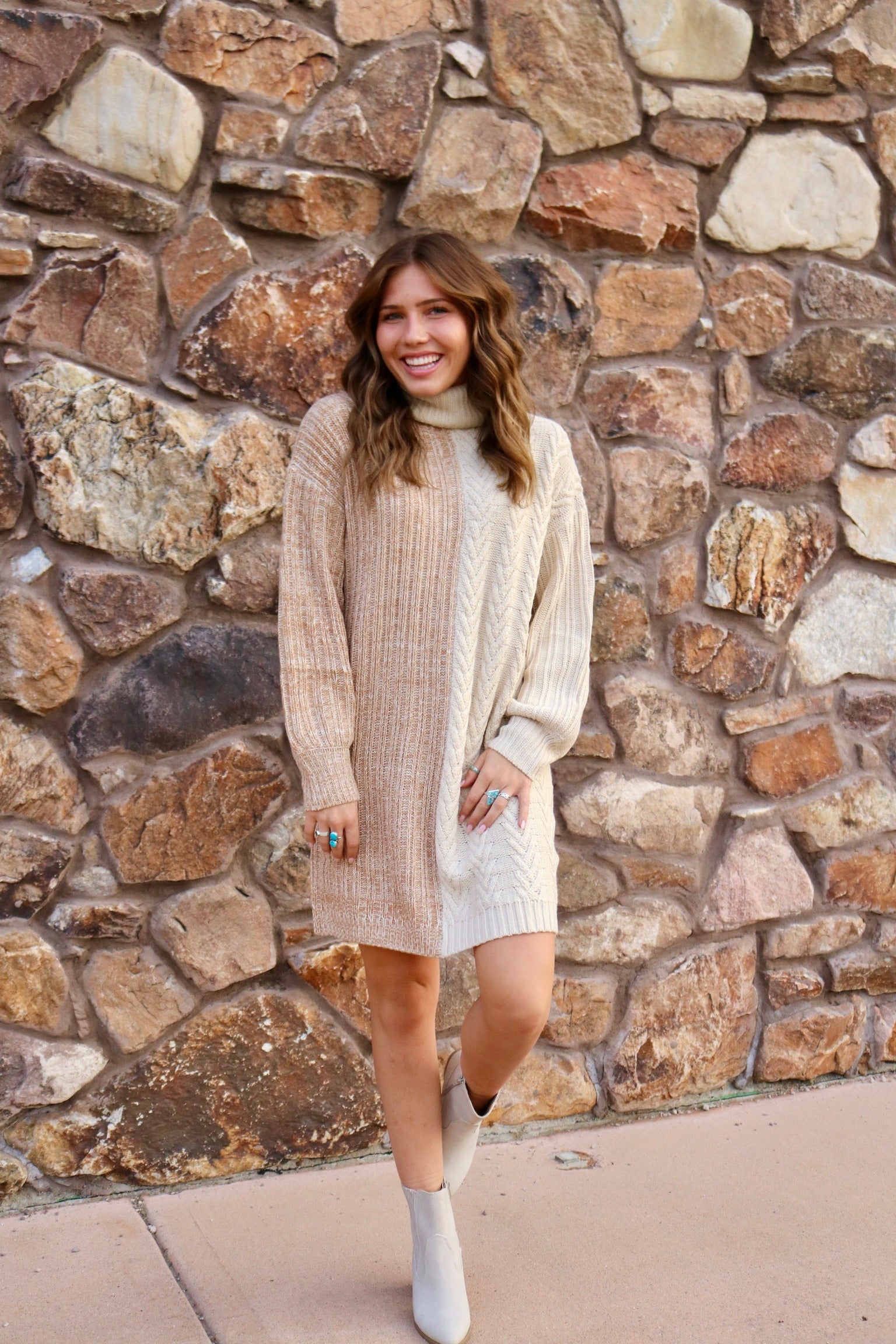 white christmas dresses Crochet sweater dress cream | Trendy Dresses main image 1