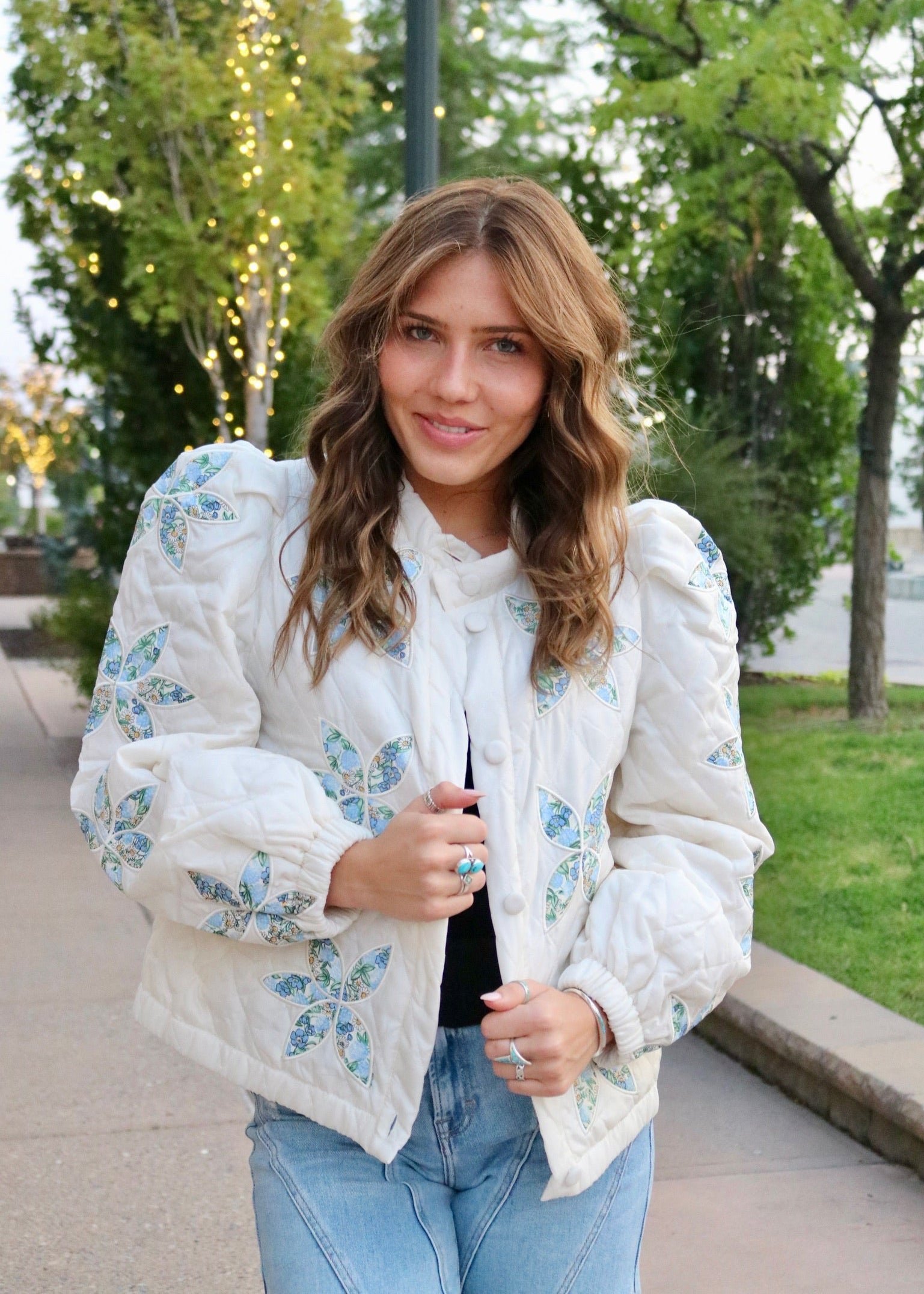Azure Floral Quilted Jacket - Truly Mac