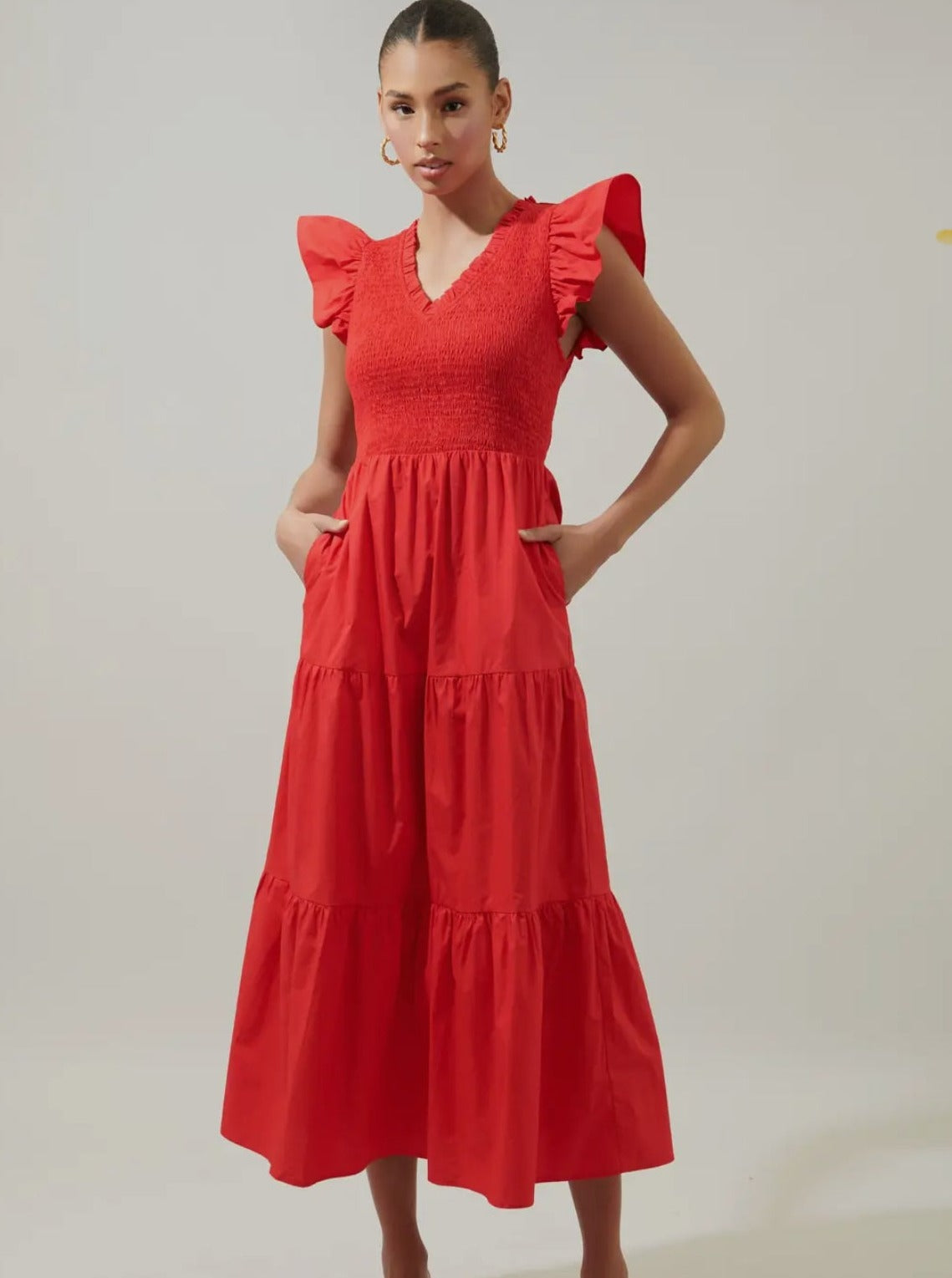 cardinal red dress Bamboo Long Sleeve Twirl Dress in Cardinal Red by Kyte Baby