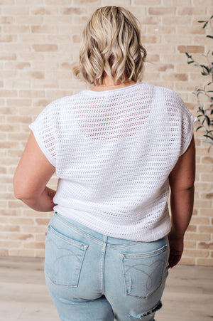Open Knit Cap Sleeve Sweater