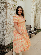 Load image into Gallery viewer, Georgia Peach Gingham dress
