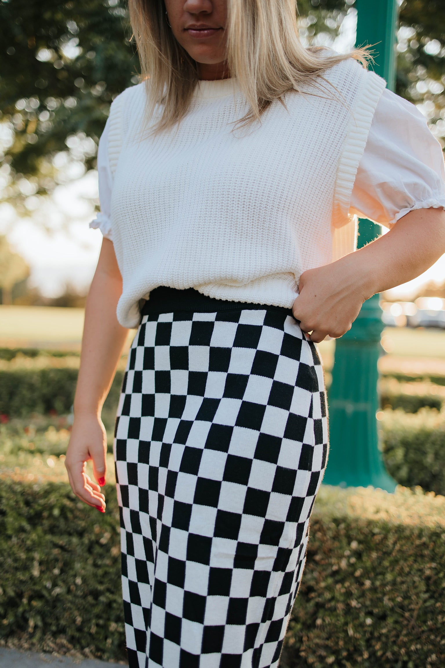 Checked Midi Skirt