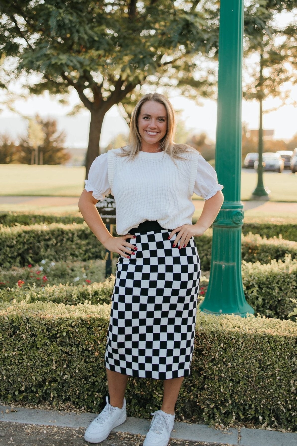 Checked Midi Skirt