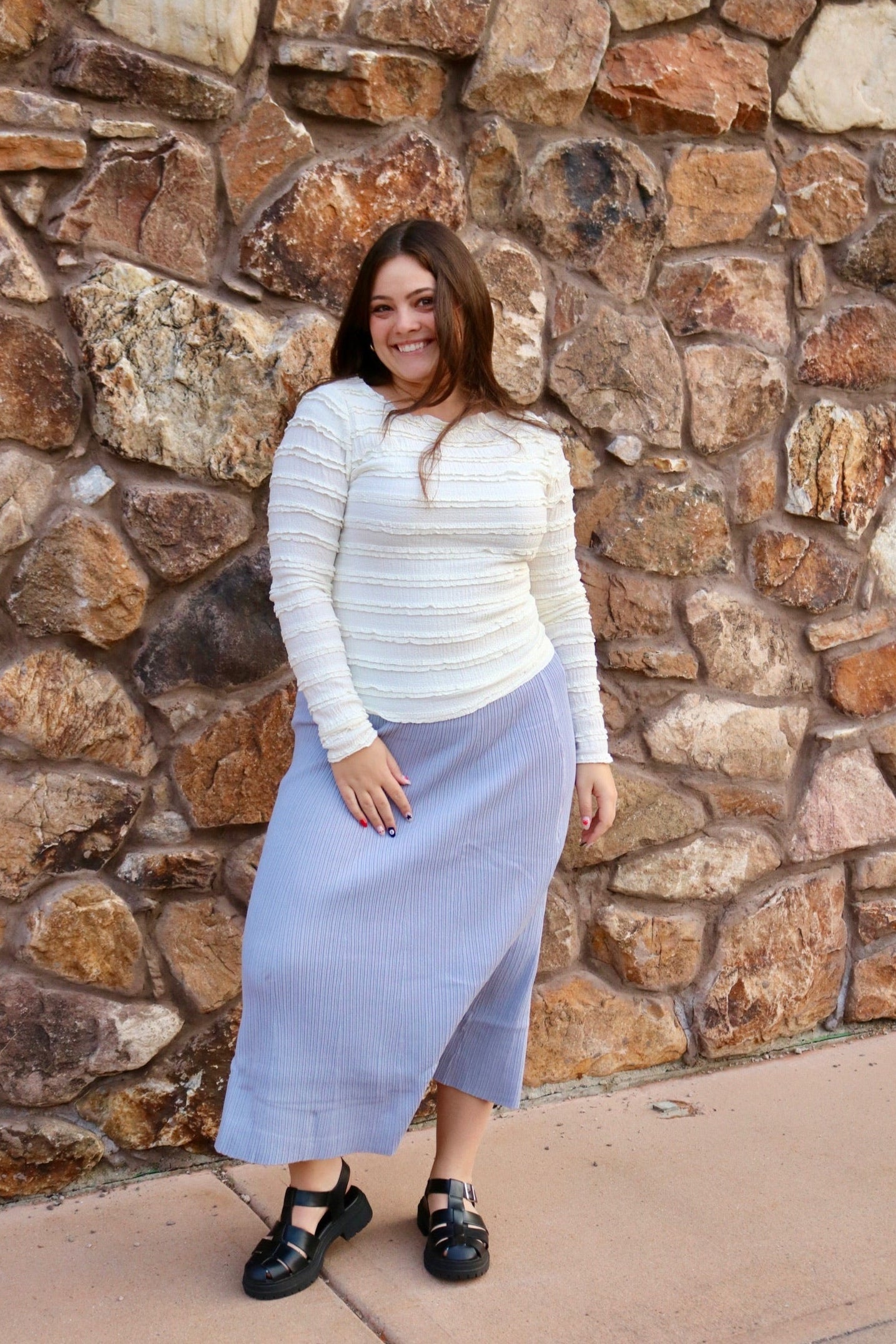 Blue Haze Ribbed Skirt