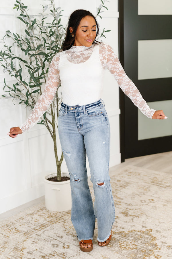 Sheer Intentions Lace Layering Top in Ivory - Truly Mac