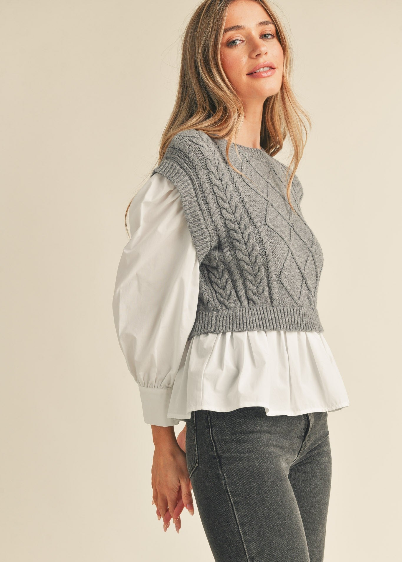 Norah Mixed Media Sweater Top