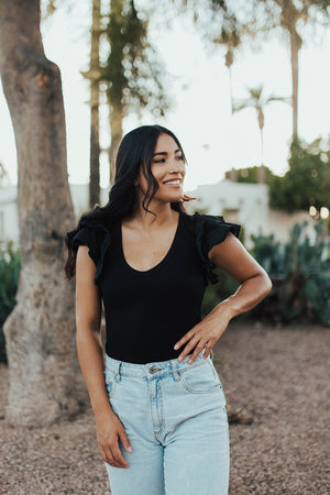 Frilla Bodysuit in Black