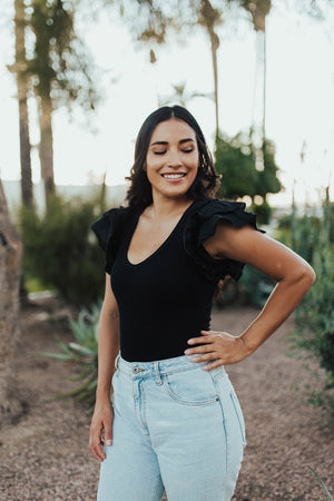 Frilla Bodysuit in Black