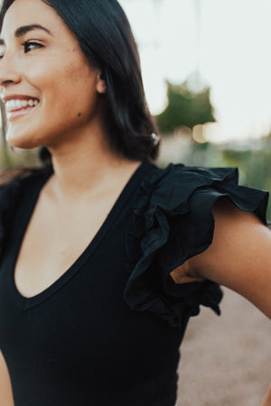 Frilla Bodysuit in Black